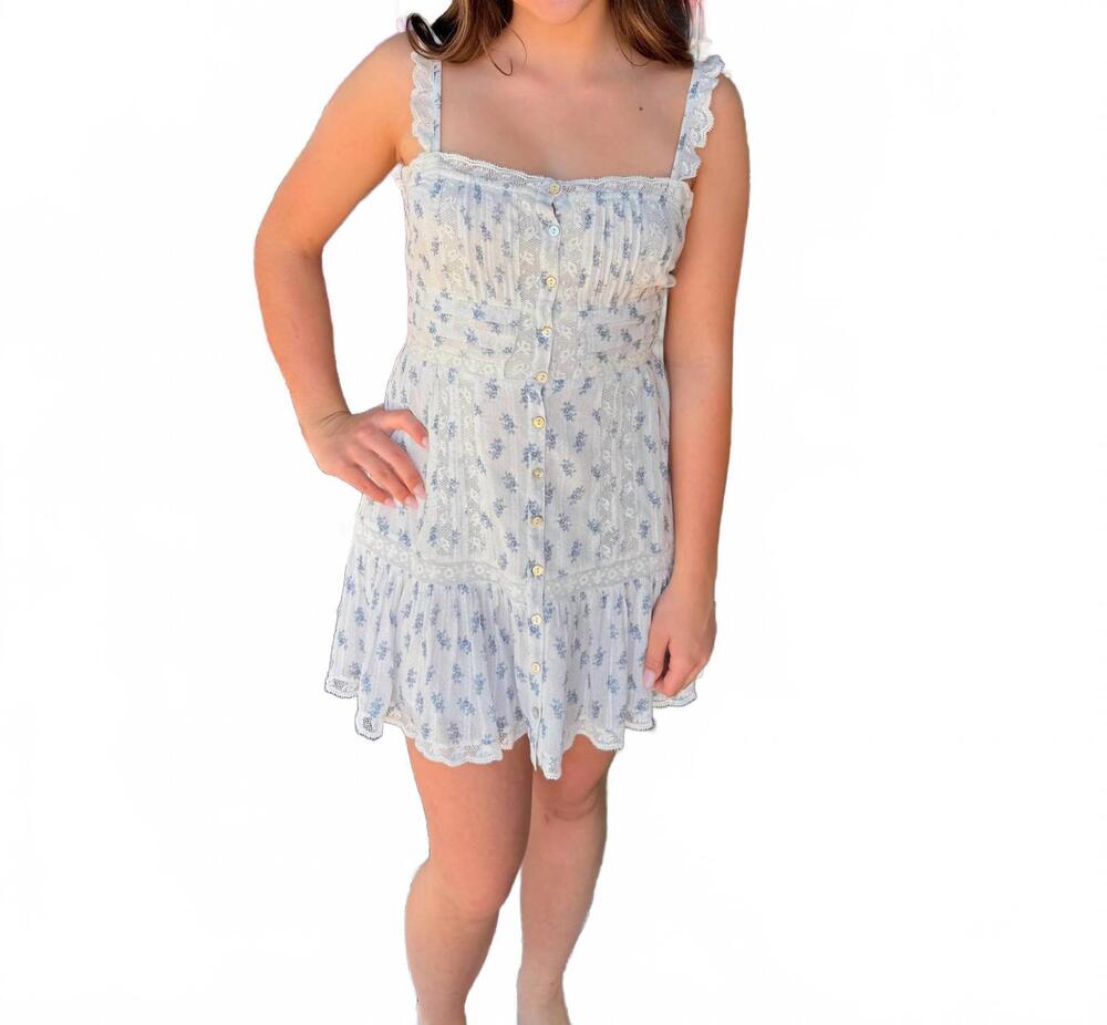 NEW LOVESHACKFANCY women's andela dress in indigo cloud